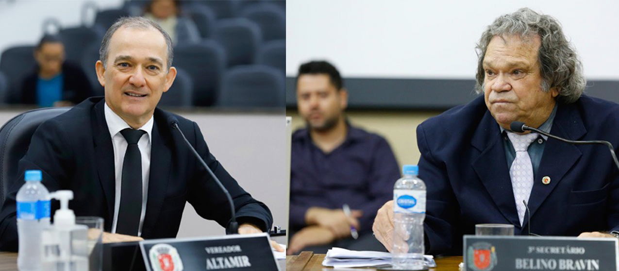 Vereadores Altamir da Lotérica (à esquerda) e Belino Bravin (à direita) | Fotos: Câmara Municipal de Maringá