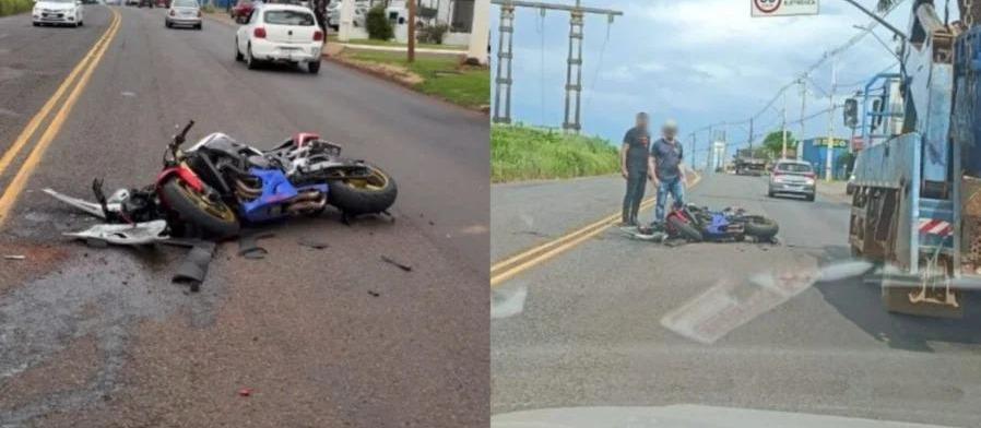 Motociclista fica ferido em grave acidente no Contorno Sul de Maringá