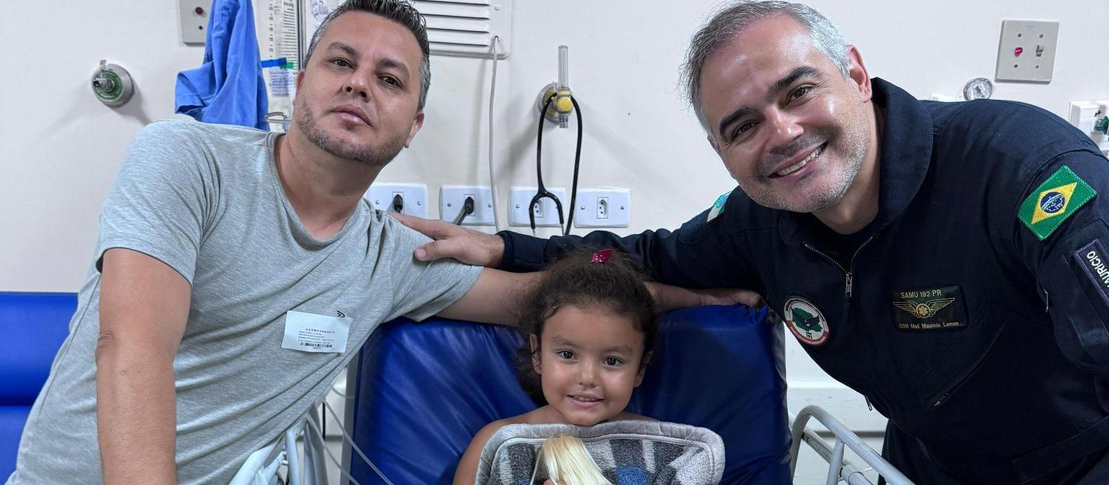 Criança é salva graças a transfusão de sangue realizada pelo Samu Aéreo de Maringá