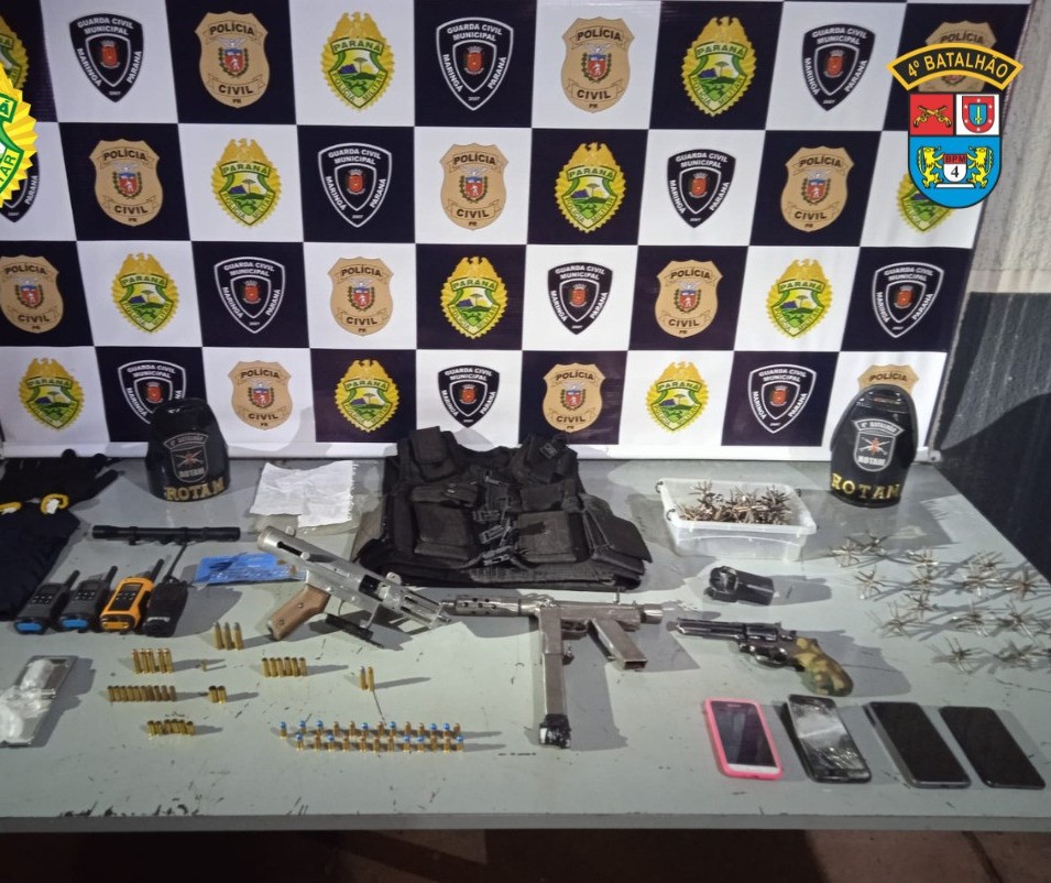 Três pessoas são presas com armas, munições e droga em Maringá