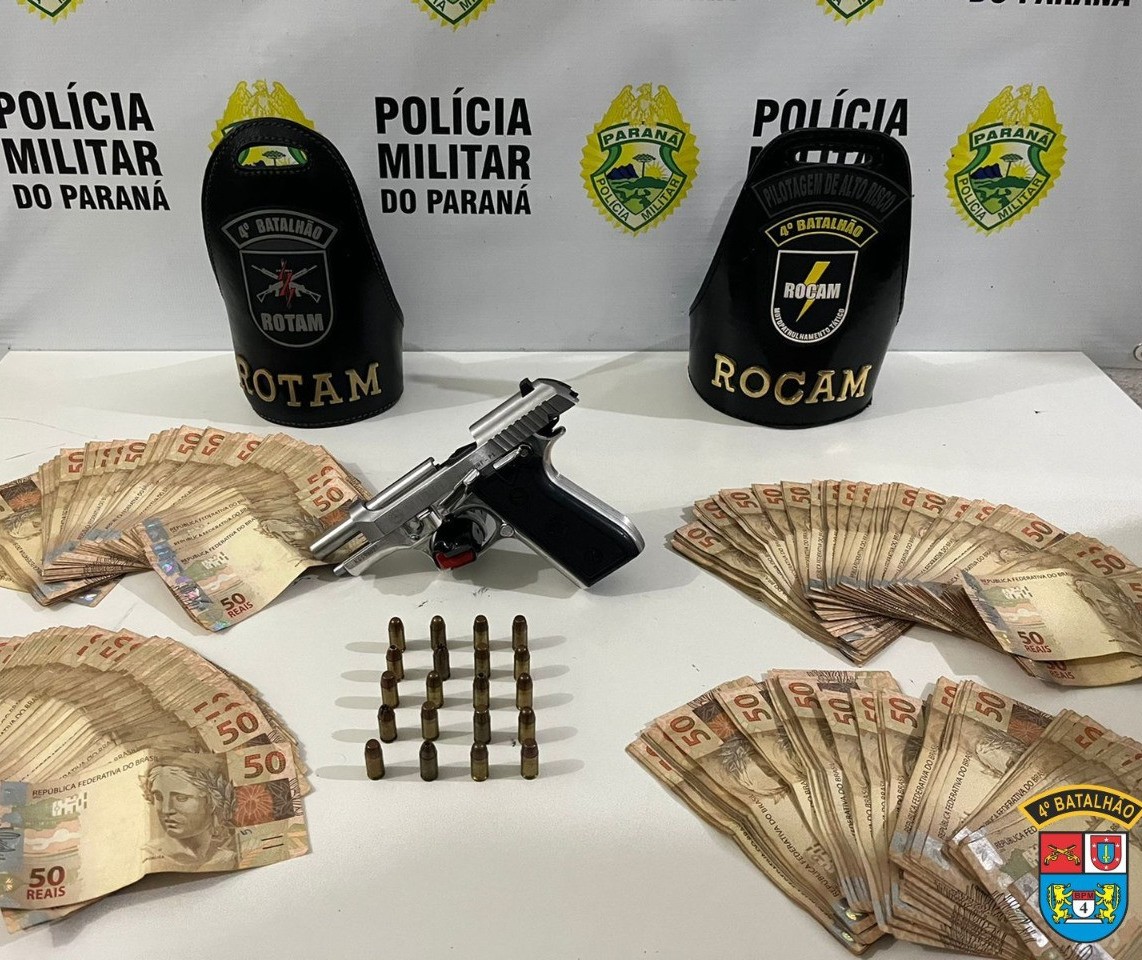 Polícia prende três pessoas e apreende arma e dinheiro em Maringá