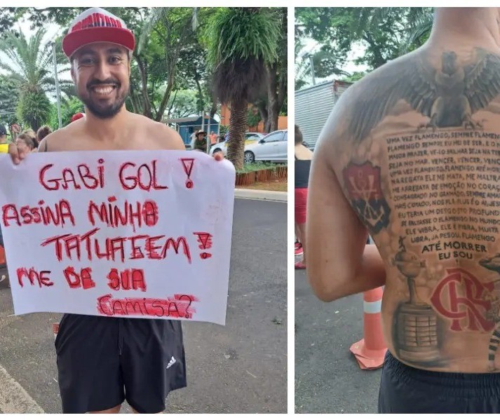 Em Maringá, torcedor espera ‘ajuda’ de Gabigol para finalizar tatuagem gigante; entenda