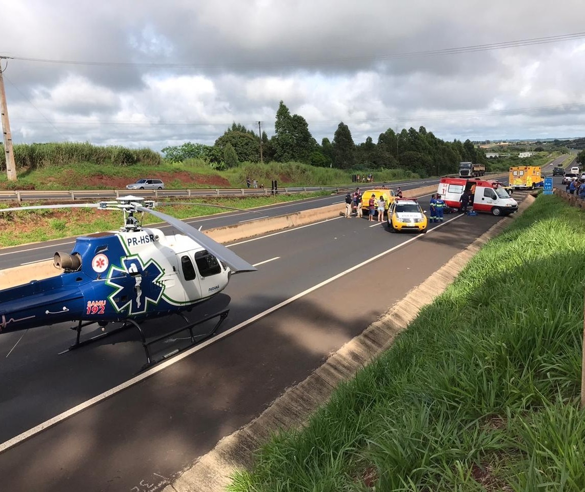 Idoso fica gravemente ferido ao ser atropelado na BR-376