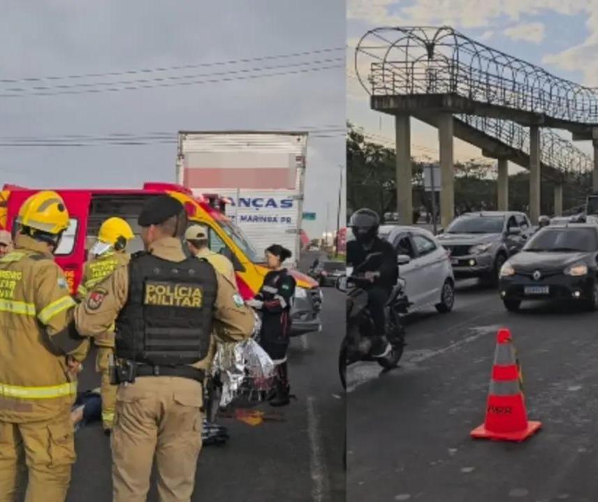 Motociclista morre em acidente com caminhão na Avenida Colombo em Maringá