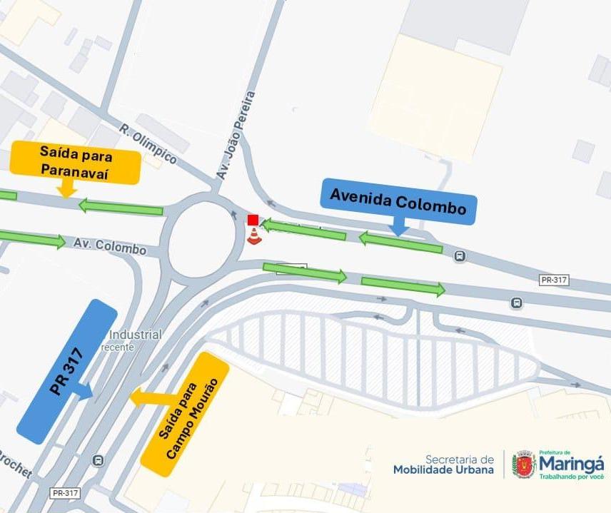 Confira interdição na Avenida Colombo saída para Paranavaí