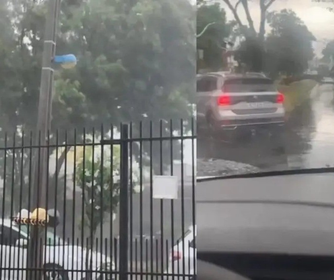 Com alerta de temporal, Maringá registra chuva de granizo