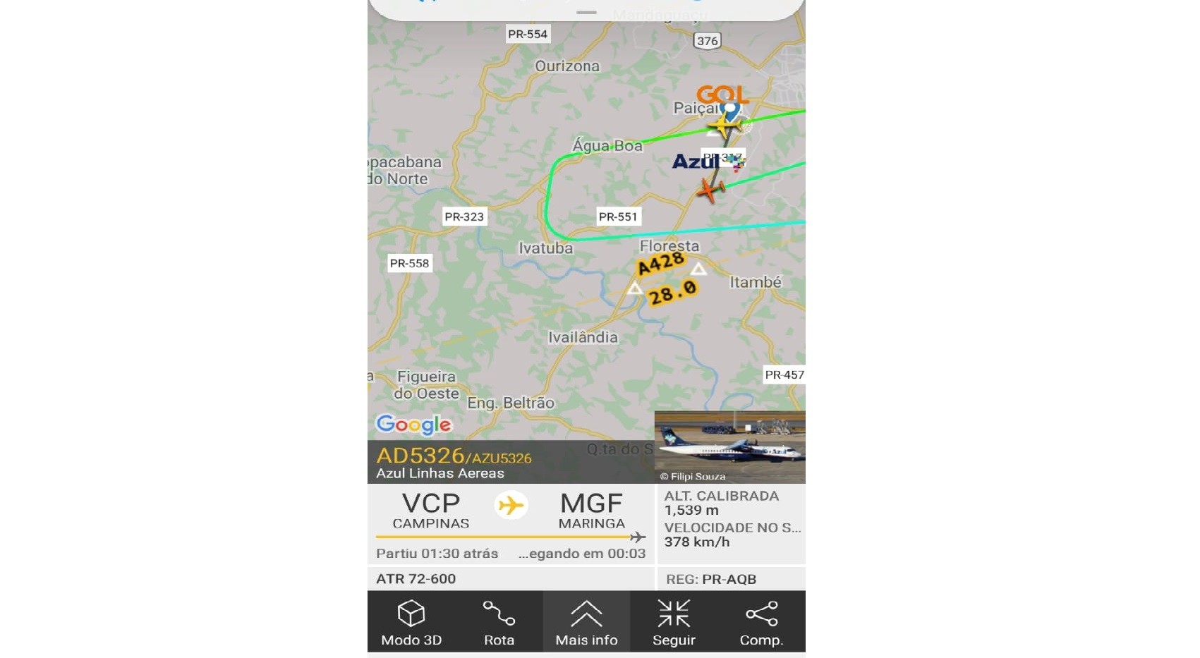 Vento forte atrapalha pouso de avião no aeroporto de Maringá