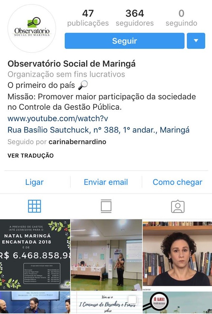 Observatório Social de Maringá aumenta uso das redes sociais