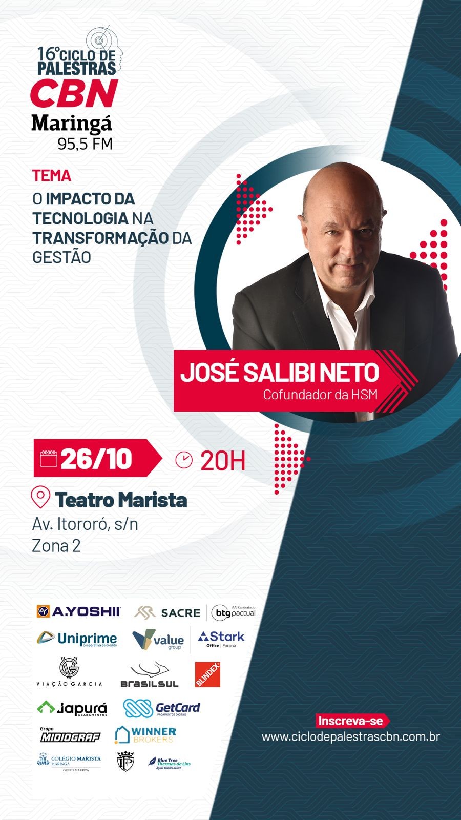 Ciclo de Palestras CBN traz José Salibi Neto a Maringá no dia 26