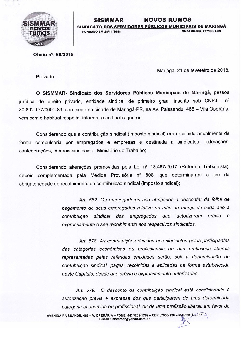 Sindicato abre mão de contribuição sindical de servidores públicos