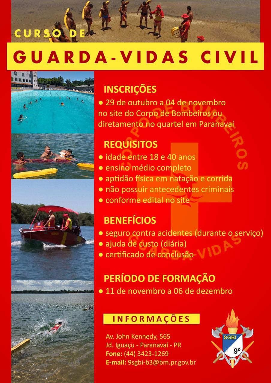 Estão abertas as inscrições para o curso de guarda-vida civil 2019