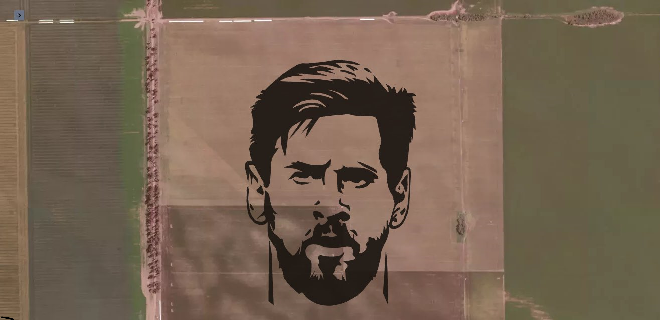 Rosto do jogador Messi é desenhado em lavoura de milho na Argentina