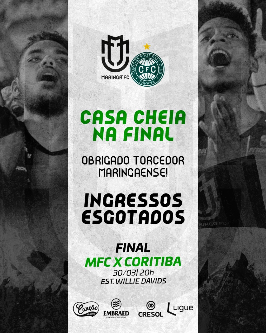 Ingressos para jogo entre Maringá FC x Coritiba esgotam em menos de 24 horas