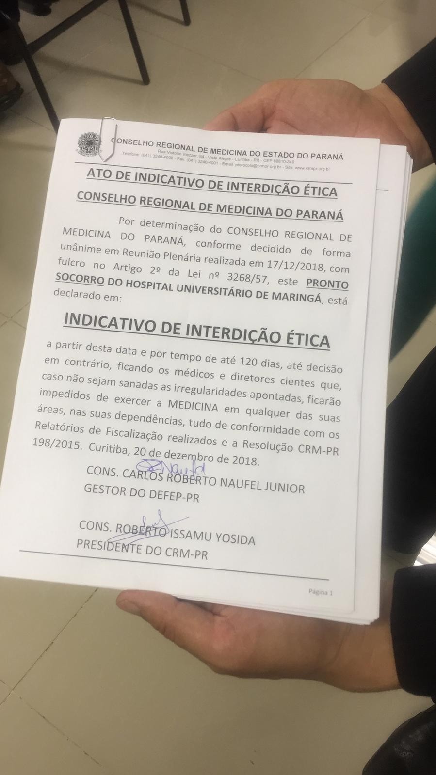 CRM faz indicativo de interdição ética do pronto-socorro do HU