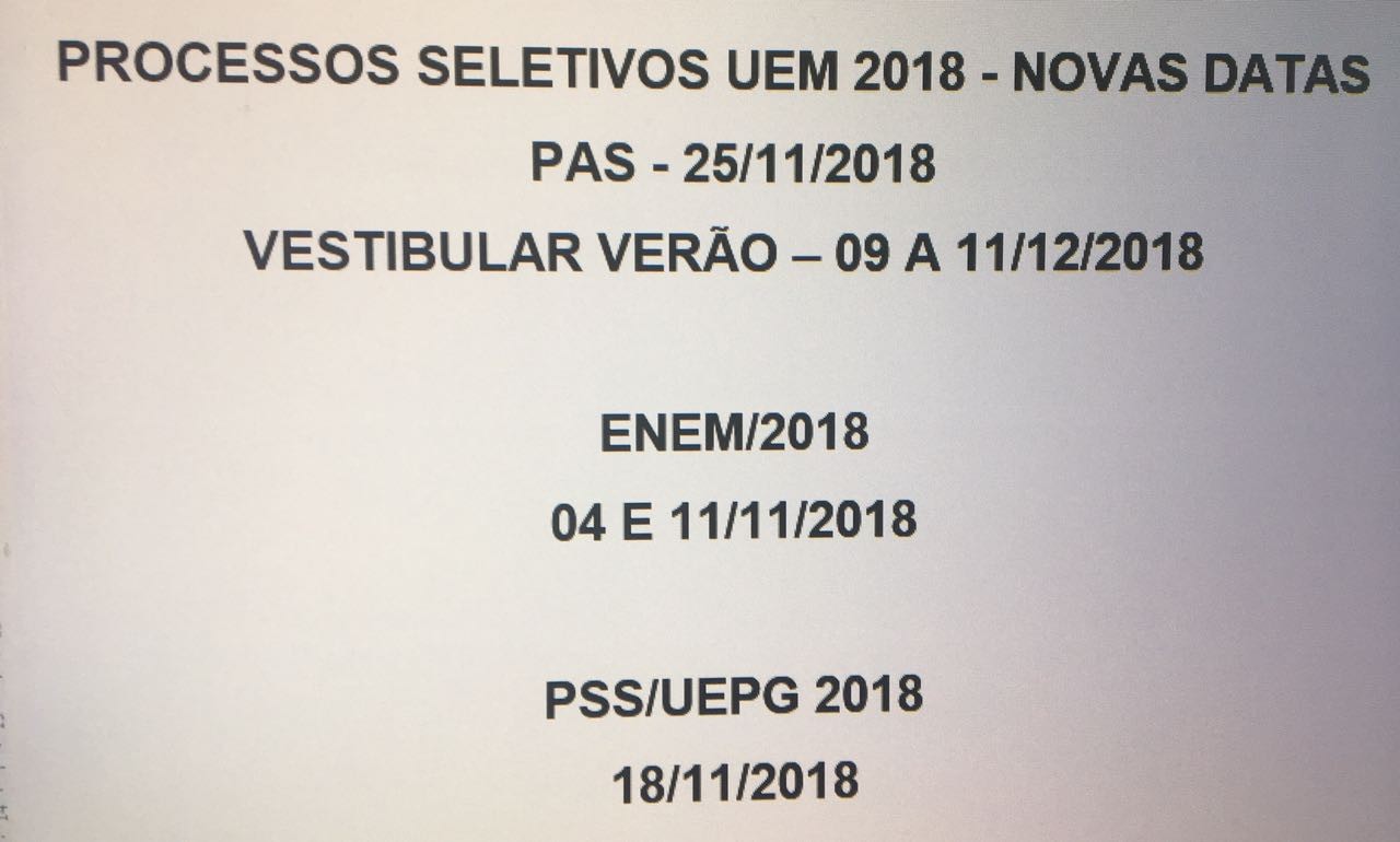 PAS será realizado no final de novembro