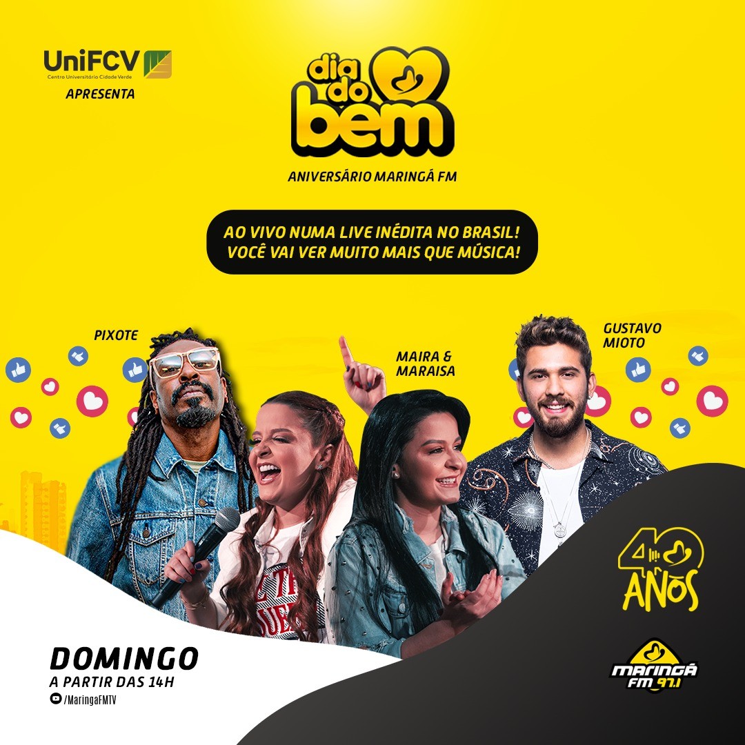 Evento solidário “Dia do Bem” será nesse domingo (30) em Maringá