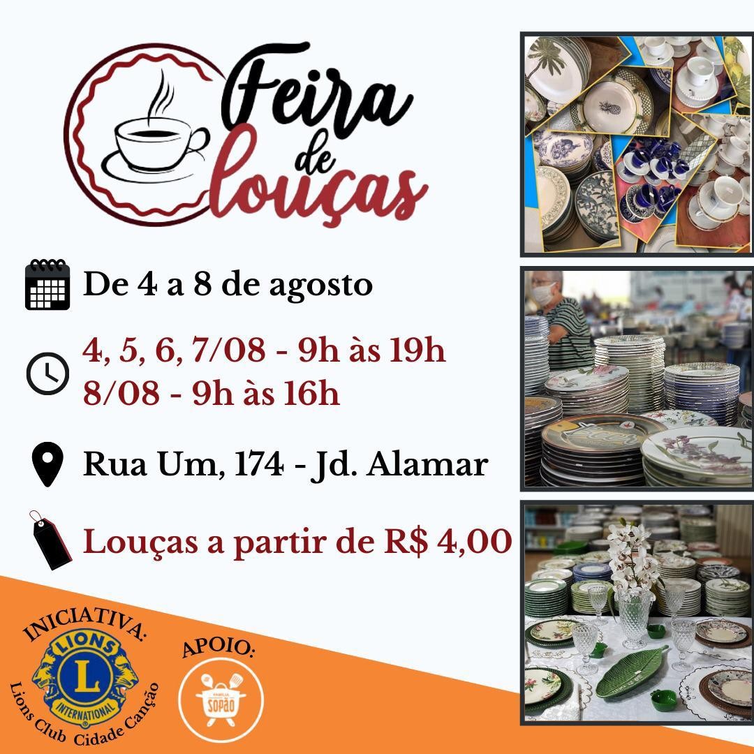 Lions Club e projeto Família Sopão realizam Feira de Louças