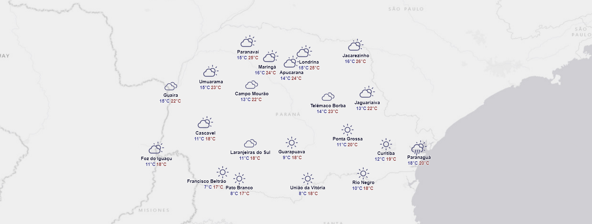 Saiba como fica o tempo nesta quinta-feira (27) em Maringá e no Paraná