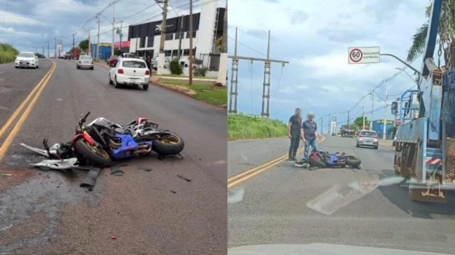 Motociclista fica ferido em grave acidente no Contorno Sul de Maringá