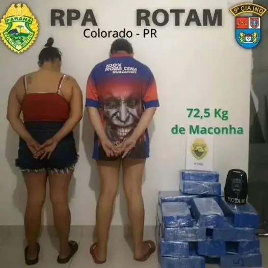 Duas mulheres são presas em ônibus com 72,5 kg de maconha