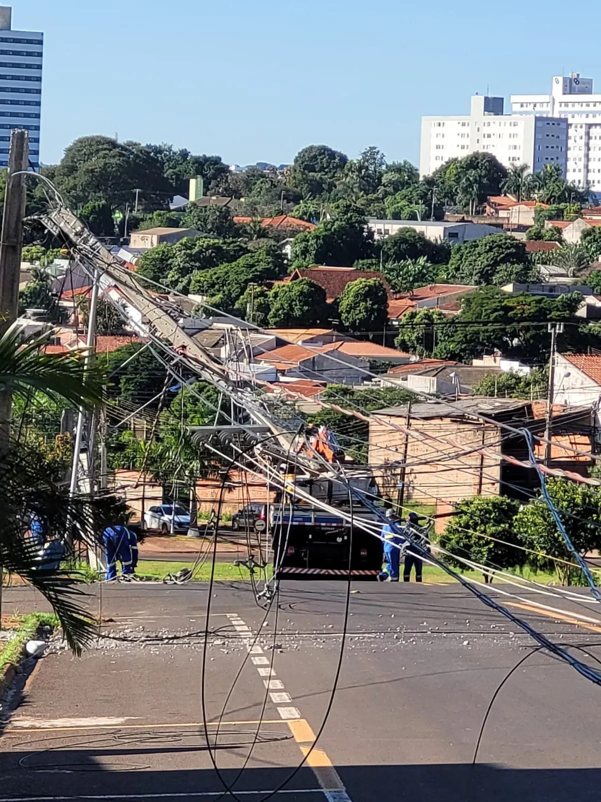 Motorista derruba oito postes em acidente em Maringá