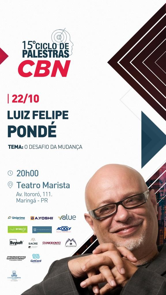 Luiz Felipe Pondé faz palestra em Maringá no próximo dia 22