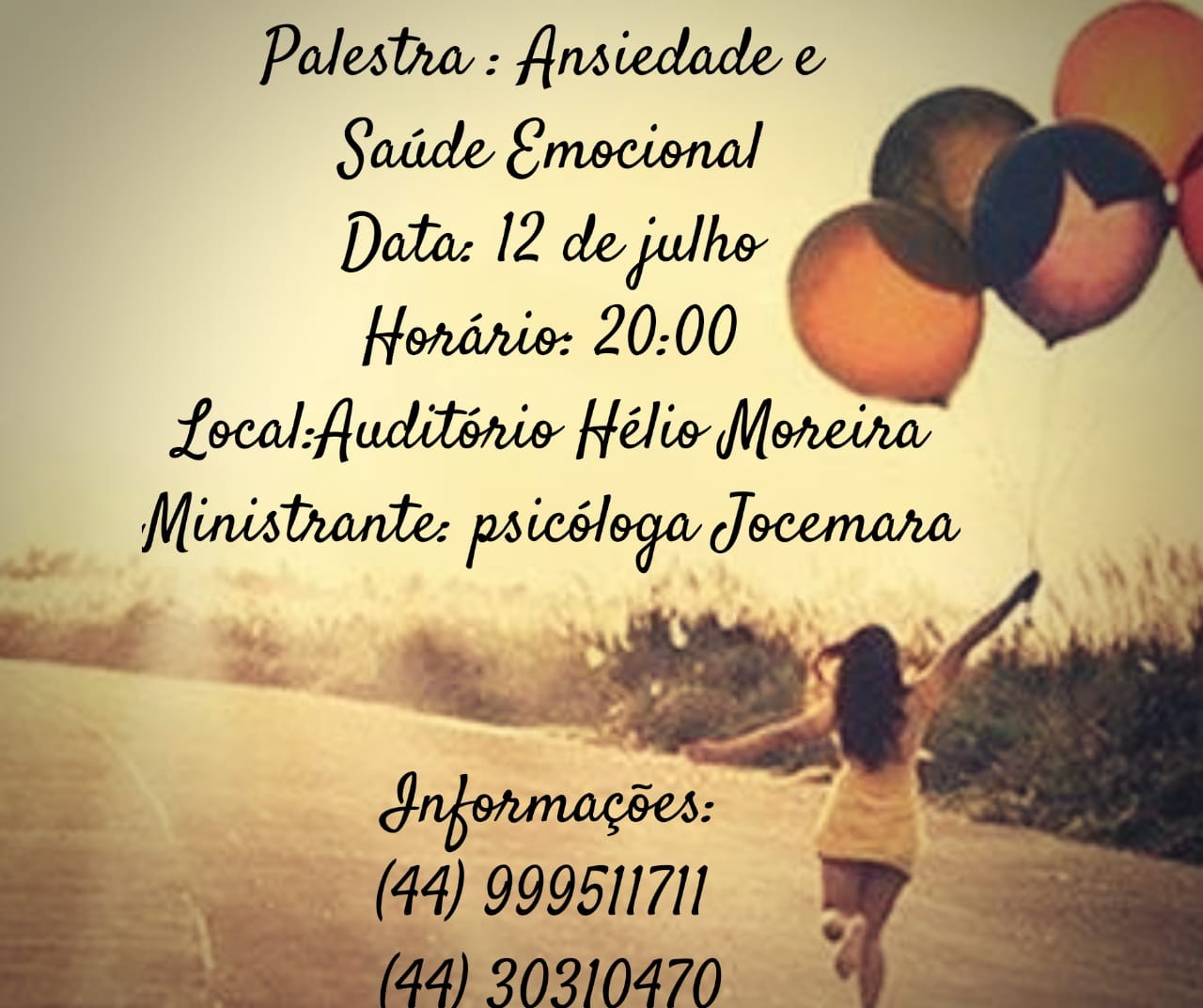 Maringá terá palestra sobre ansiedade e saúde emocional