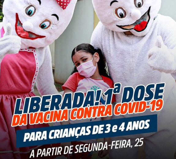 Vacinação contra a Covid-19 em crianças de 3 e 4 anos começa na segunda-feira (25) em Maringá