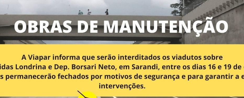 Viadutos em Sarandi são fechados para obras de manutenção