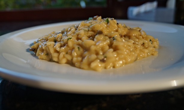 Risoto com ragu de cogumelos