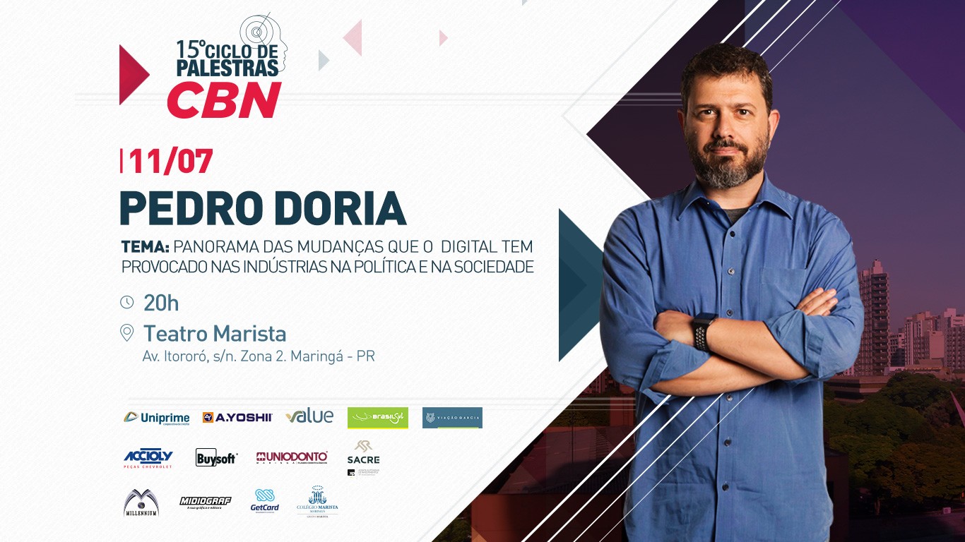 Jornalista e escritor Pedro Doria faz palestra em Maringá dia 11 de julho