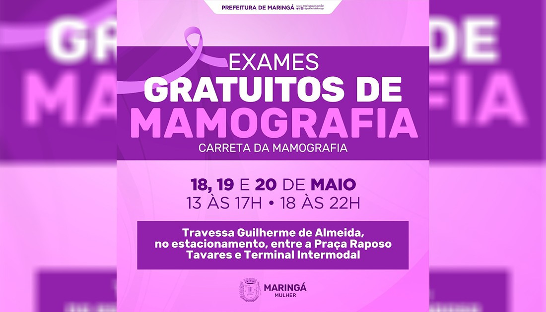 Maringá oferecerá mamografia gratuita a mulheres esta semana