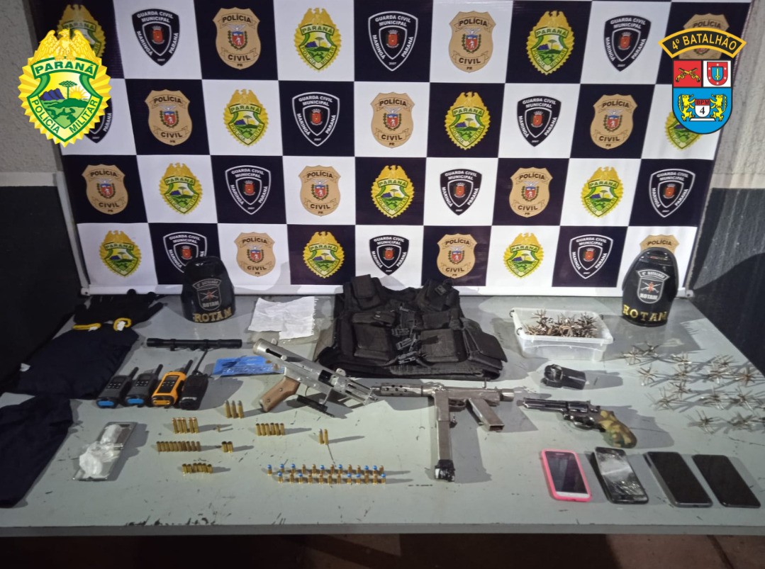 Três pessoas são presas com armas, munições e droga em Maringá
