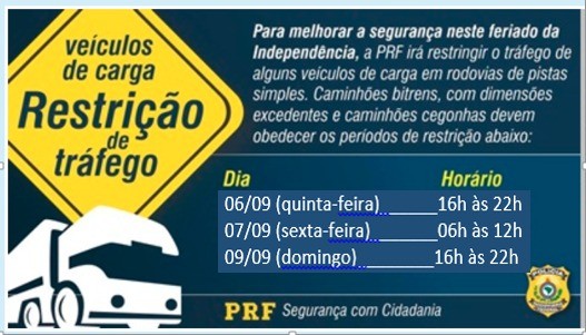 Tráfego de veículos pesados será restrito após as 16h