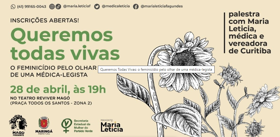 Médica-legista fala sobre feminicídio em Maringá