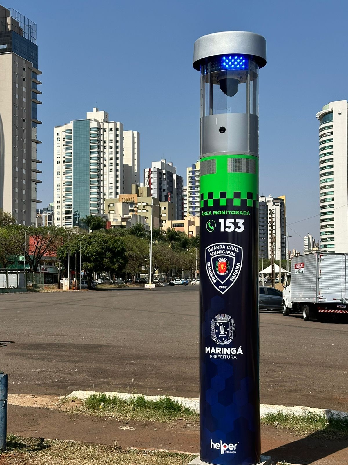 Maringá testa totens de segurança que captam imagens até 1 km de distância