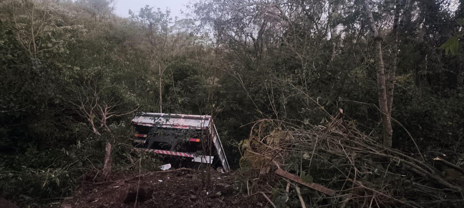 Caminhão perde freios e motorista joga veículo para fora da pista, mas morre atingido por carga