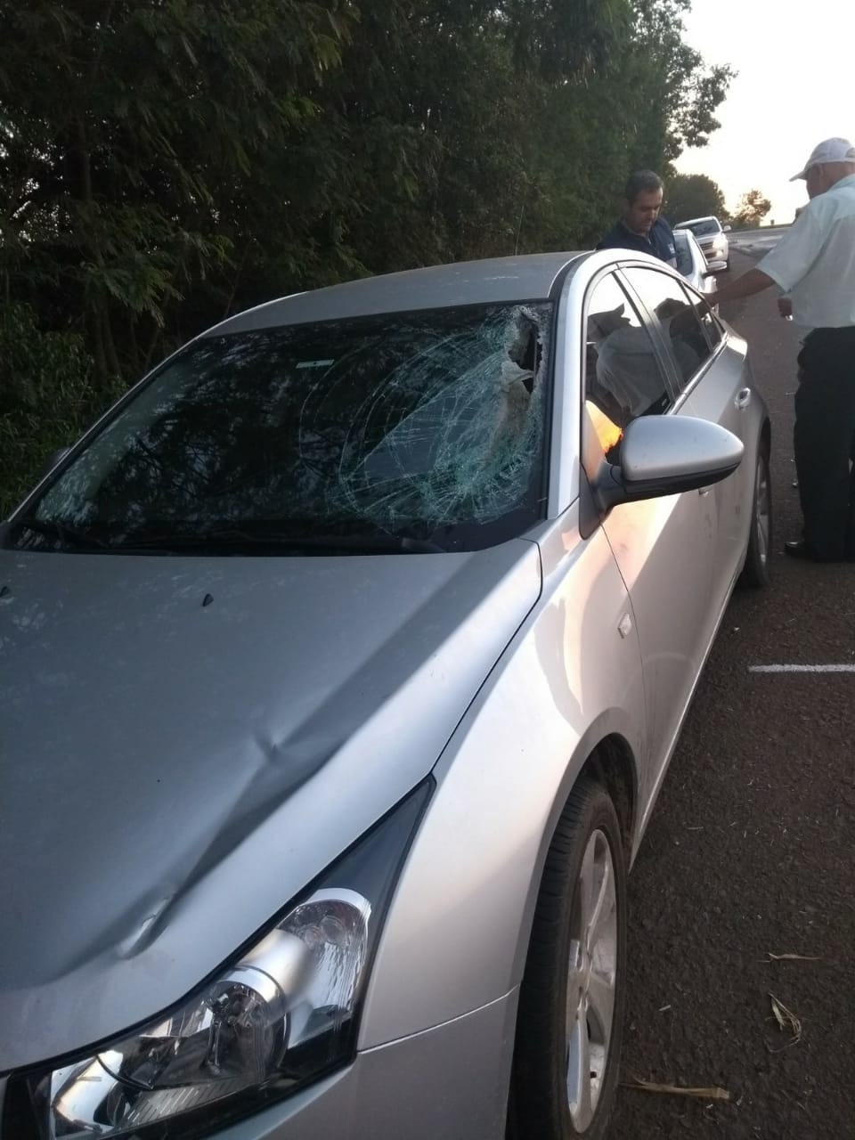 Mulher é atingida por peça que se soltou de caminhão na PR-323