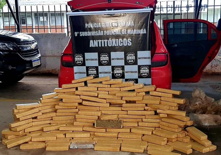 Casal é preso com 198 kg de maconha em carro em Maringá