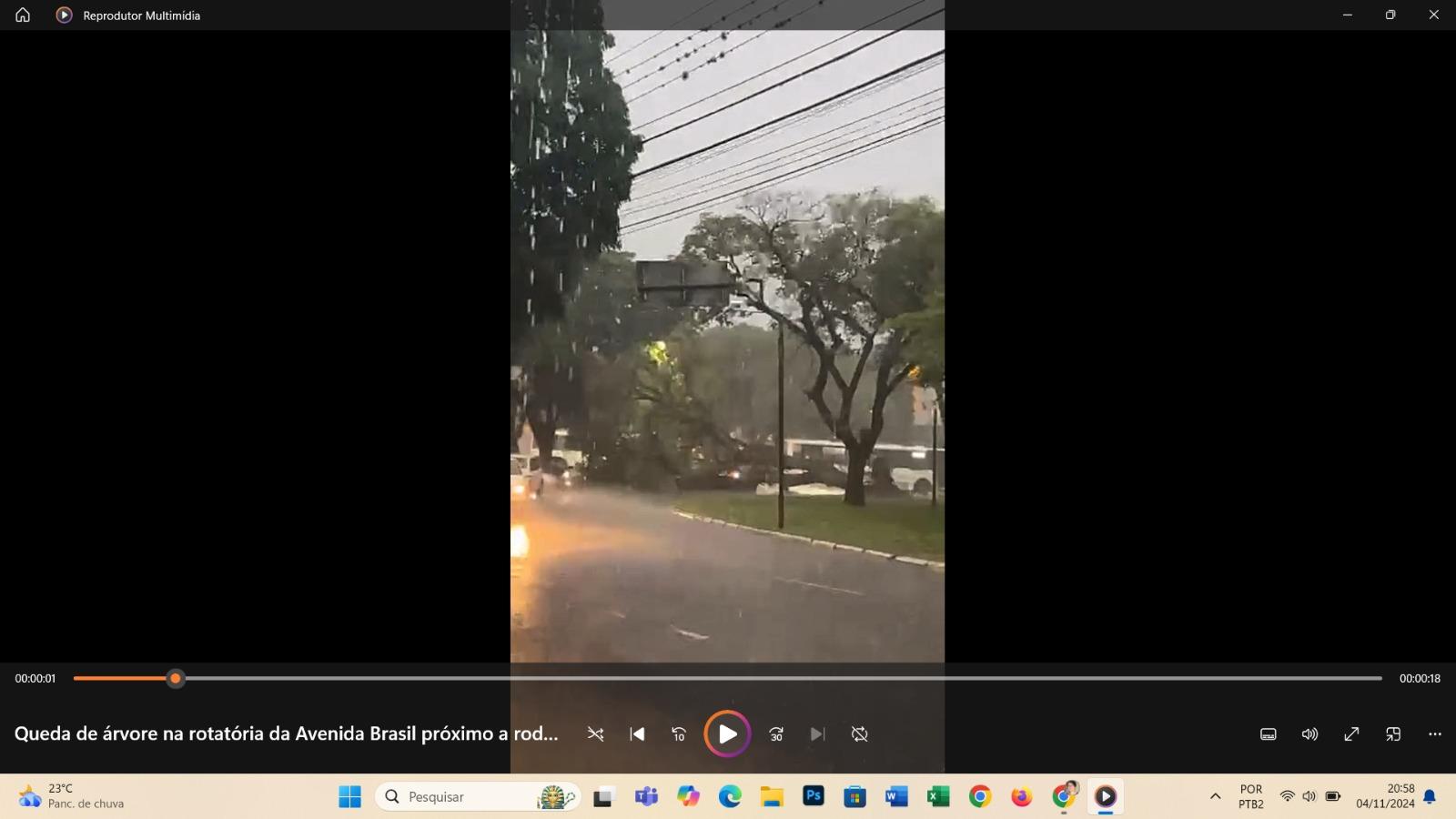 Chuva intensa derruba árvores e alaga UBS e vias públicas