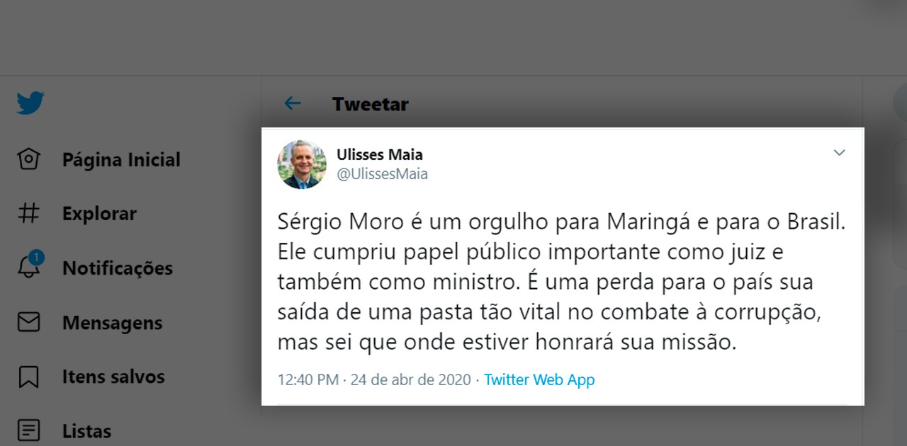 Prefeito de Maringá e senadores paranaenses se manifestam sobre saída de Moro