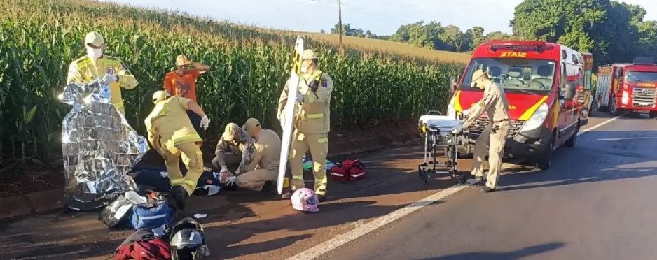 Acidente na entrada de Maringá, deixa motociclista em estado grave