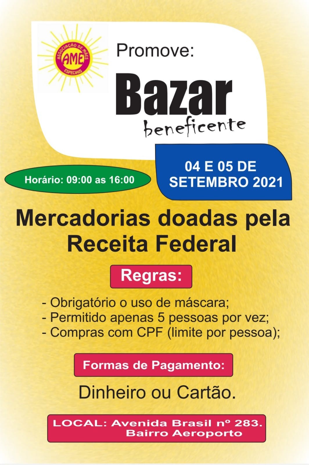 AME realiza bazar de produtos doados pela Receita Federal
