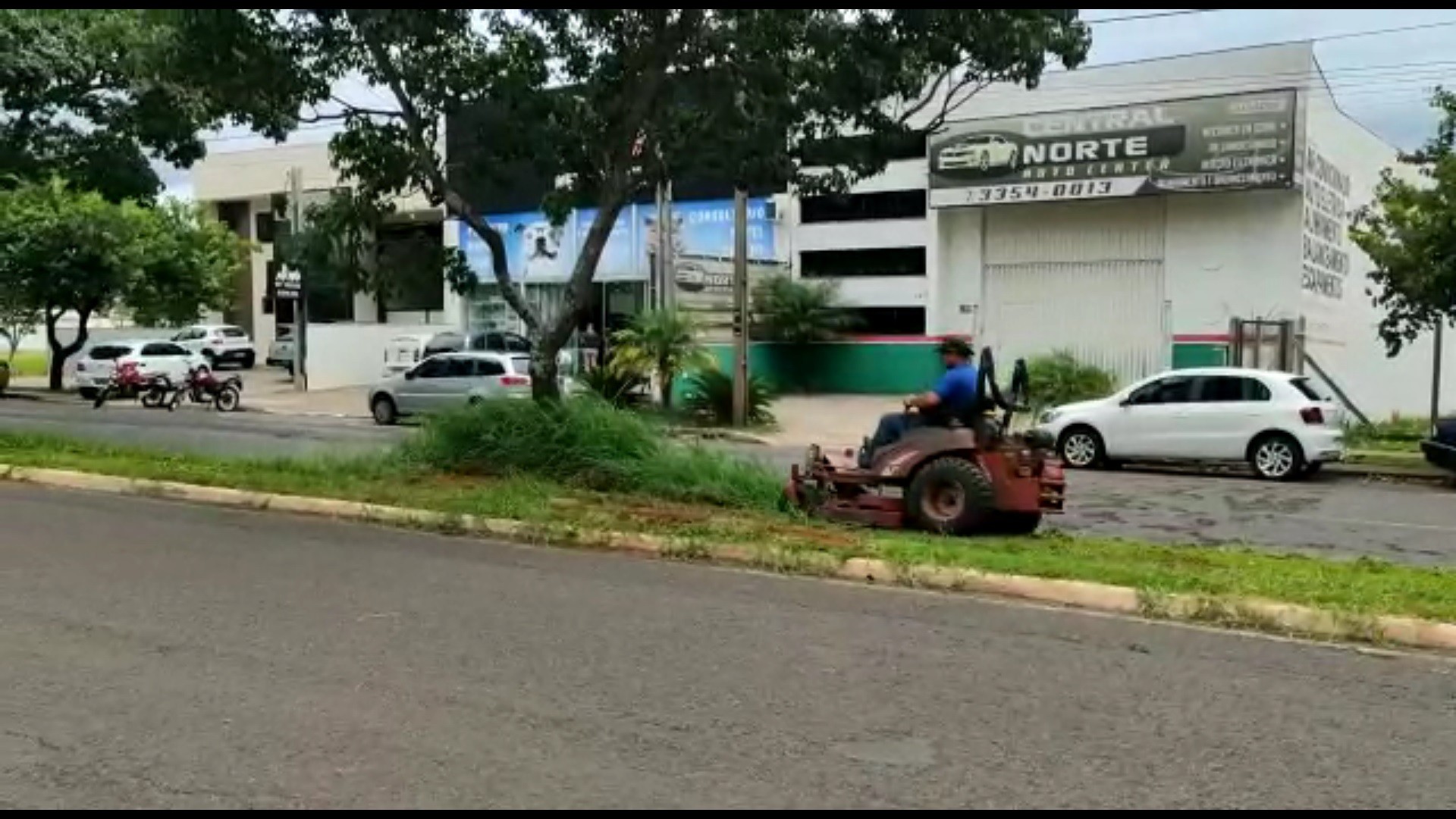 Sem contrato, empresa é vista roçando canteiros em Maringá