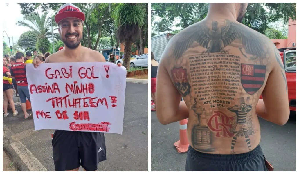Em Maringá, torcedor espera ‘ajuda’ de Gabigol para finalizar tatuagem gigante; entenda