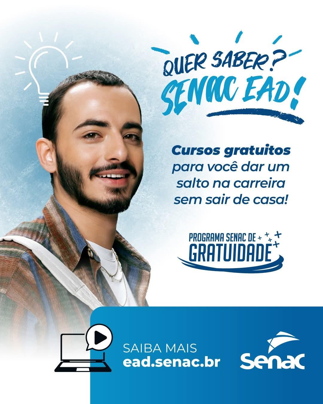 Senac oferta 3.500 vagas gratuitas em cursos EAD