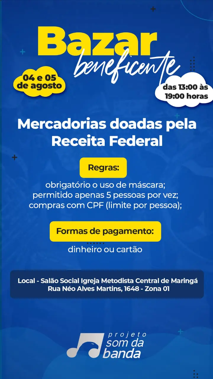 Projeto social de Maringá realiza bazar com produtos doados pela Receita Federal