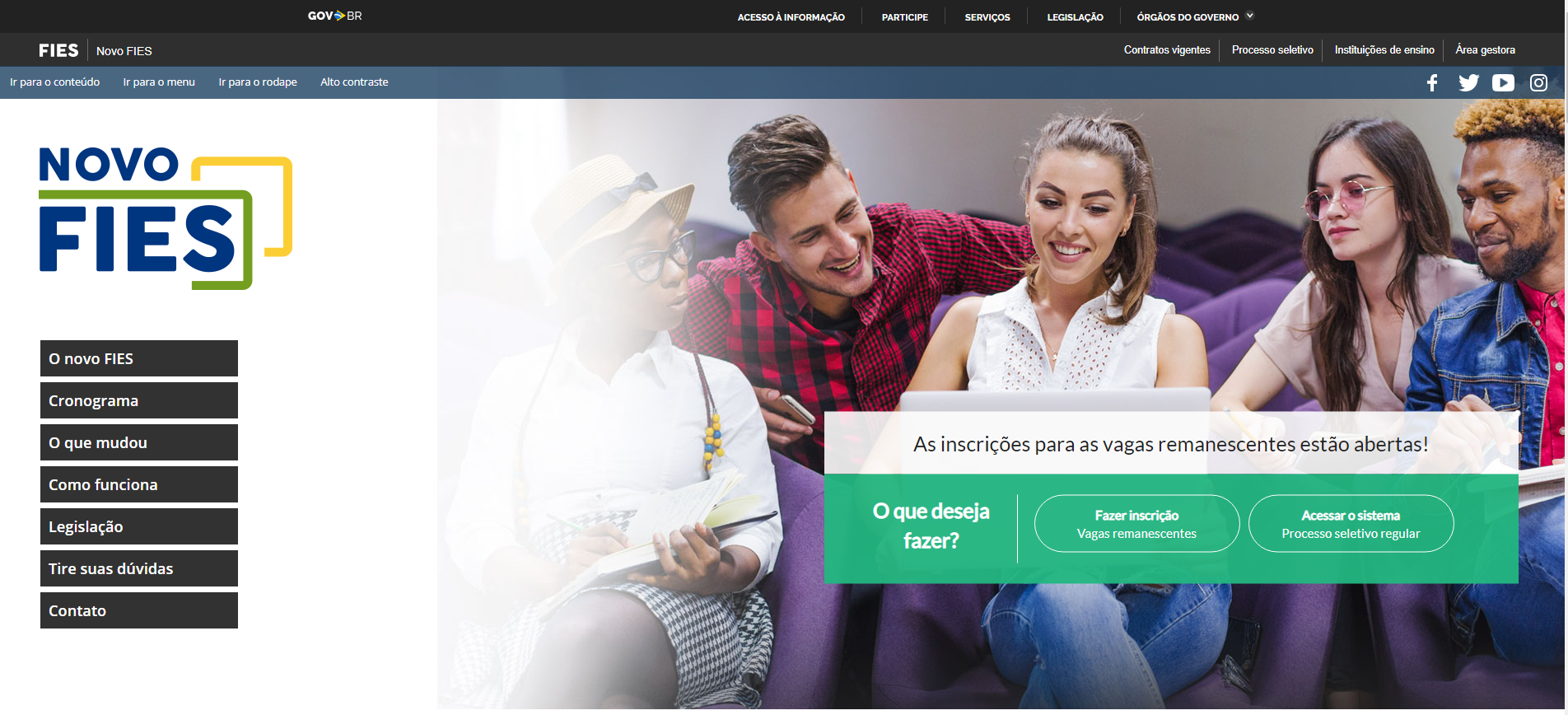 Processo seletivo para vagas remanescentes do Fies está aberto