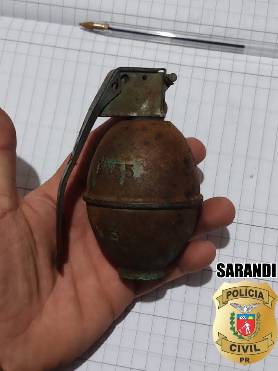 Polícia Civil de Sarandi vai rastrear origem de granada encontrada na cidade