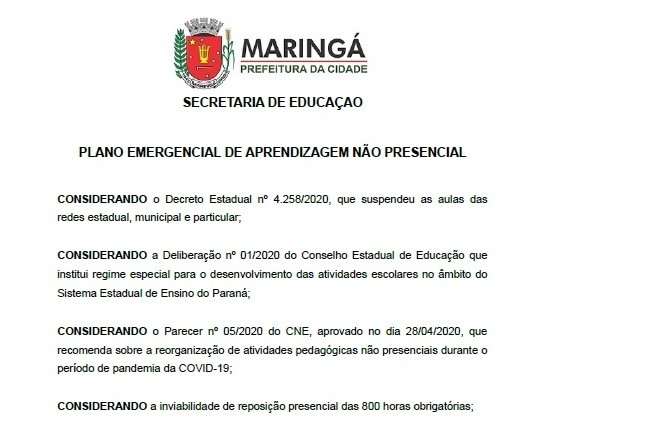 Em plano emergencial, Educação prevê volta às aulas no dia 25 de maio